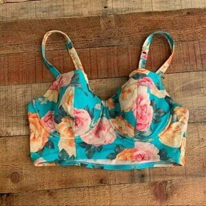 Torrid womens blue floral underwired bikini swimsuit top 00F